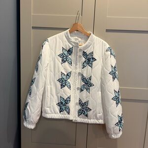 Floral Embroidered White Jacket